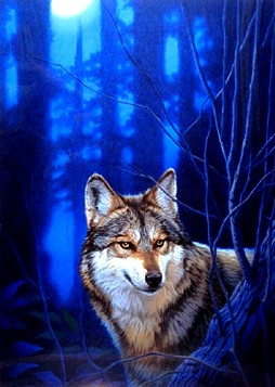 ジョウ・ナイトウの絵画作品　タイトルは、蒼い夜
